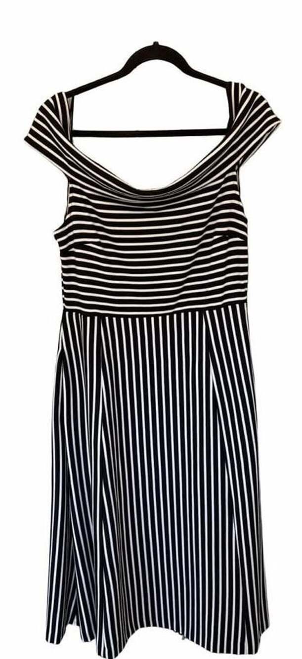 Banana Republic Black and White Striped Off-the-Shoulder Dress Size 14
